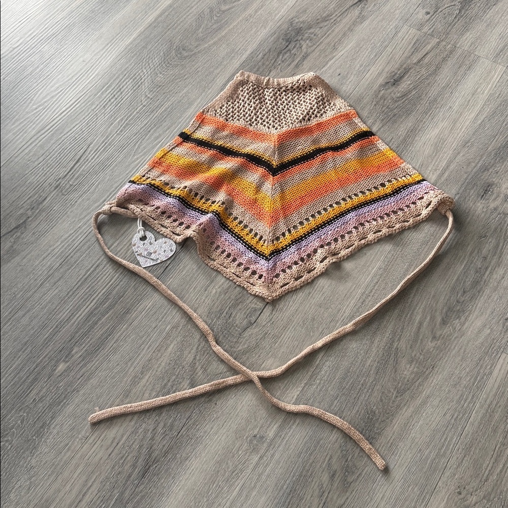 Love Knit crop top with Tie Straps size large
